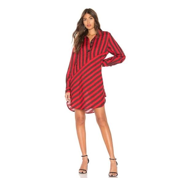 L’ACADEMIE NWT The Laramie Mini Dress Linen Red & Black Striped Size XXS Revolve - Picture 13 of 13